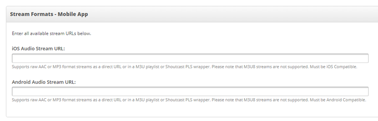 Mobile Stream Formats Screenshot