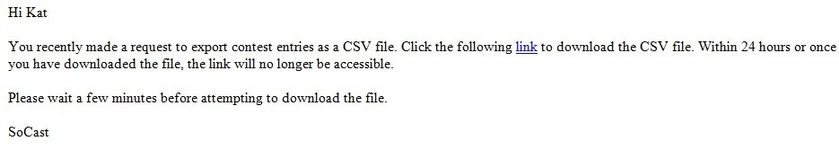 Download CSV Email