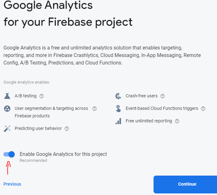 Enable Google Analytics Screenshot