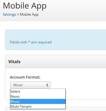 App Format Selection Screenshot