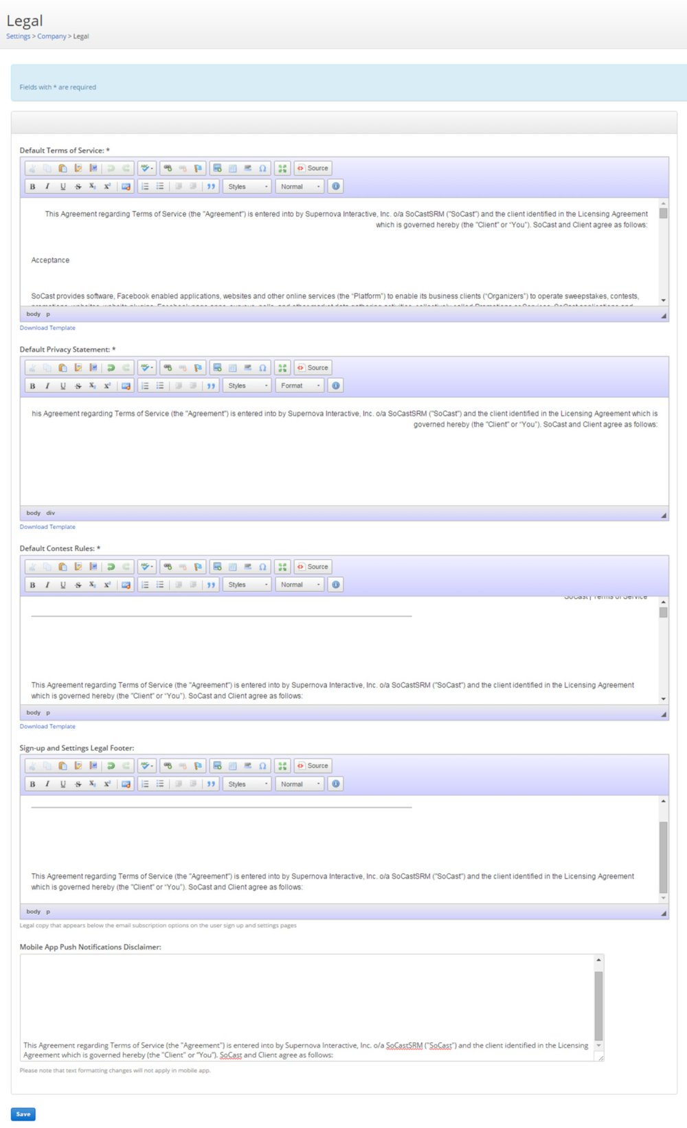 Company Legal Documentation Screenshot