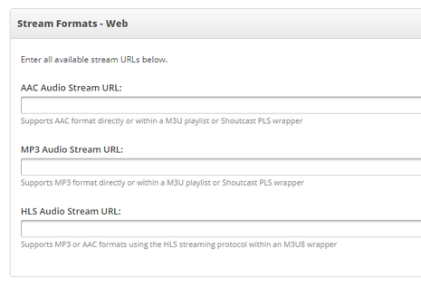 Stream Formats Screenshot