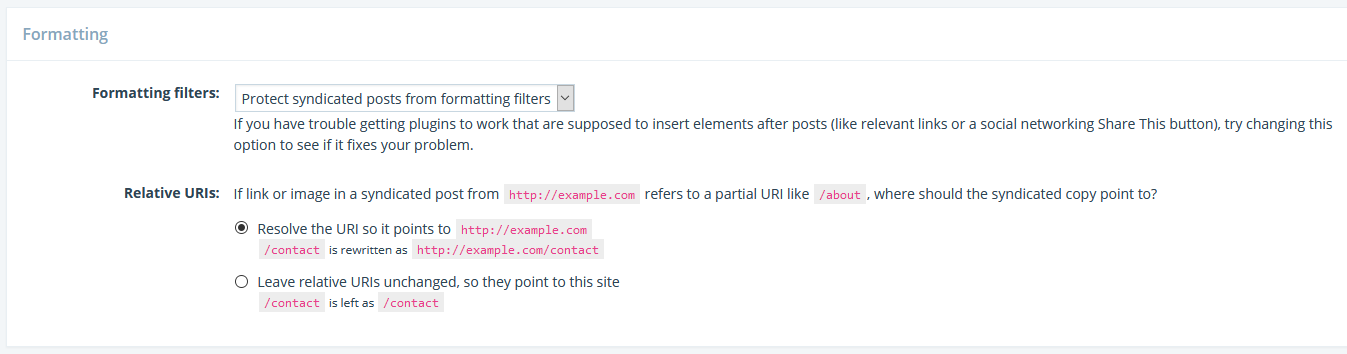 Formatting Settings Screenshot