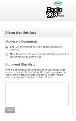 Save Comments Settings
