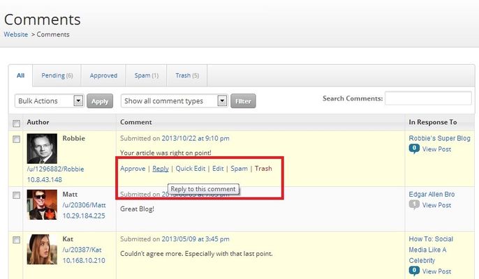 Comments Tabs