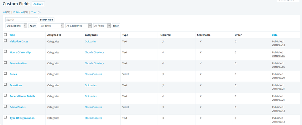 Custom Listing Fields Example