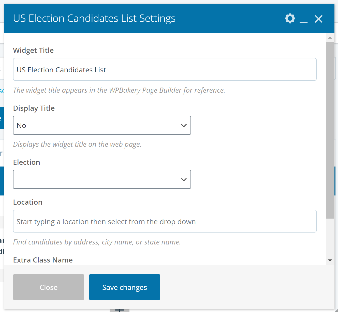 US Elections Candidate List Widget Example