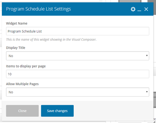 Program Schedule List Example
