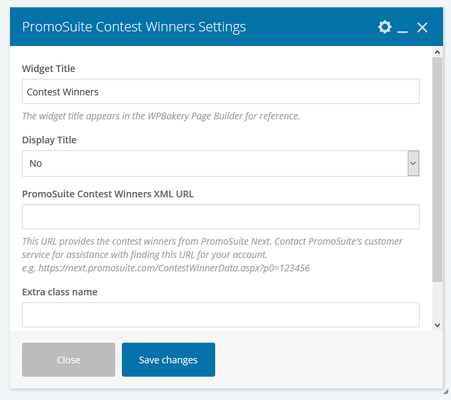PromoSuite Contest Winners Settings Example
