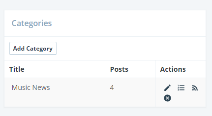 Editing or Deleting a Blog Category Screenshot