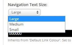 Navigation Text Size dropdown example