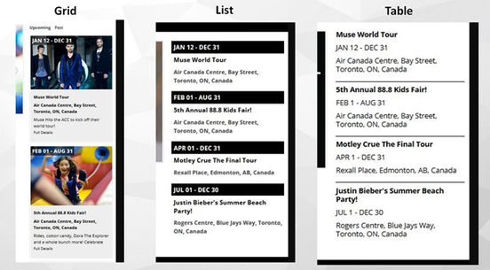 Event Display Layout Options
