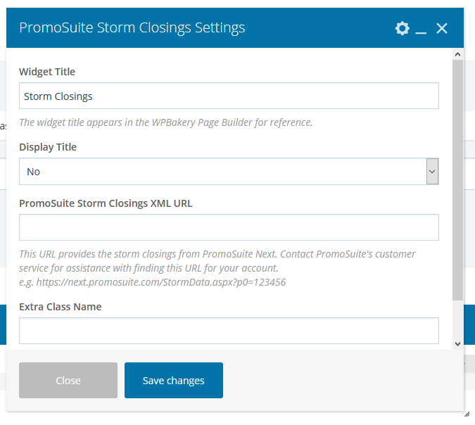 PromoSuite Storm Closings Element Example
