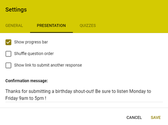 Confirmation Message