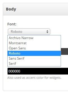Font Selection Dropdown