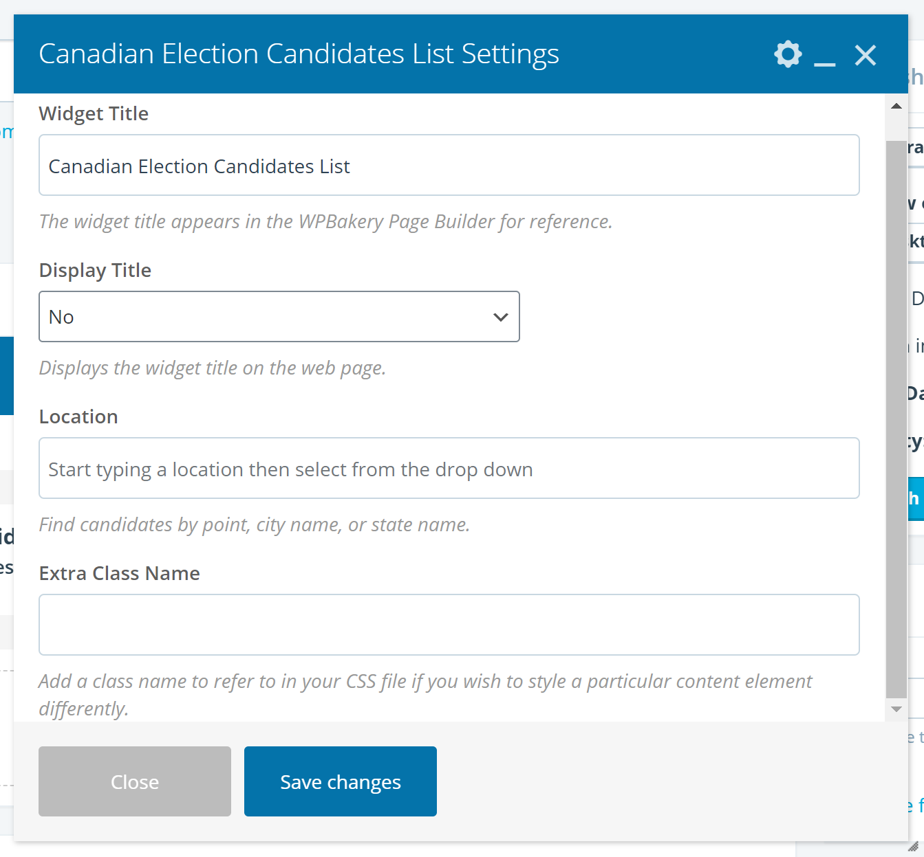Canadian Elections Widget Example